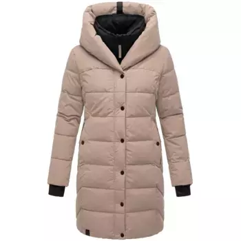 Стеганое пальто Наваху "Knutschilein", стильное женское пальто со съемным флисовым воротником Navahoo, коричневый