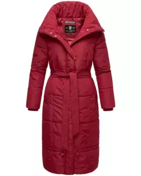 Стеганое пальто Наваху "Миренаа", стильное женское зимнее пальто с поясом Navahoo, красный