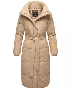 Стеганое пальто Наваху "Миренаа", стильное женское зимнее пальто с поясом Navahoo, бежевый