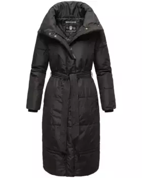 Стеганое пальто Наваху "Миренаа", стильное женское зимнее пальто с поясом Navahoo, черный