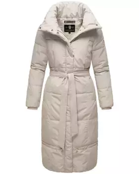 Стеганое пальто Наваху "Миренаа", стильное женское зимнее пальто с поясом Navahoo, серый