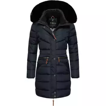 Стеганое пальто Наваху "Паула" — стильная зимняя парка с элегантным искусственным мехом Navahoo, синий