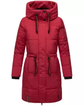 Стеганое пальто Наваху "Сахарная Лапа XIV", стильная зимняя парка с регулируемым капюшоном Navahoo, красный