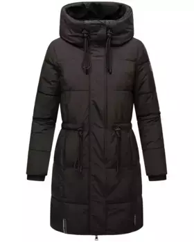 Стеганое пальто Наваху "Сахарная Лапа XIV", стильная зимняя парка с регулируемым капюшоном Navahoo, черный