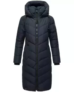 Стеганое пальто Наваху "Сахнекатции XIV", шикарное зимнее пальто с уютным теплым воротником-стойкой Navahoo, цвет морской волны