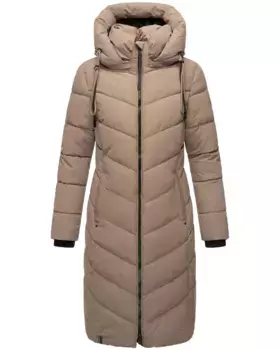 Стеганое пальто Наваху "Сахнекатции XIV", шикарное зимнее пальто с уютным теплым воротником-стойкой Navahoo, коричневый