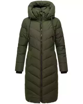 Стеганое пальто Наваху "Сахнекатции XIV", шикарное зимнее пальто с уютным теплым воротником-стойкой Navahoo, зеленый