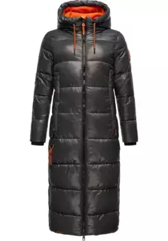 Стеганое пальто Наваху "Schmuseengel", зимняя стеганая куртка на теплой подкладке с контрастными деталями Navahoo, антрацит