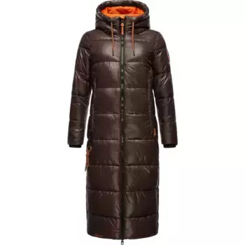 Стеганое пальто Наваху "Schmuseengel", зимняя стеганая куртка на теплой подкладке с контрастными деталями Navahoo, коричневый
