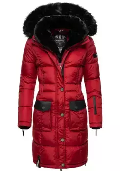 Стеганое пальто Наваху "Синья", стильная зимняя парка с элегантным искусственным мехом Navahoo, красный