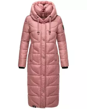 Стеганое пальто Наваху "Вафля", модное зимнее пальто с разрезами и капюшоном Navahoo, розовый