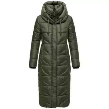 Стеганое пальто Наваху "Вафля", модное зимнее пальто с разрезами и капюшоном Navahoo, зеленый