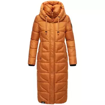 Стеганое пальто Наваху "Вафля", модное зимнее пальто с разрезами и капюшоном Navahoo, цвет Zimt