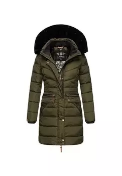 Стеганое пальто Паула NAVAHOO, цвет Dark Olive With Black Fur