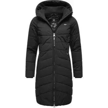 Стеганое пальто Ragwear "Dizzie Coat", стильная стеганая зимняя парка с капюшоном на подкладке, черный