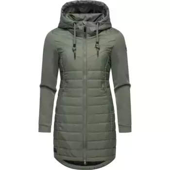Стеганое пальто Ragwear "Lucinda Long", пальто из современного микса материалов с капюшоном, зеленый