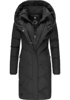 Стеганое пальто Ragwear "Наталка", стильная, стеганая зимняя парка с капюшоном на подкладке, черный