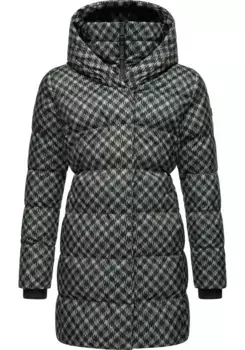 Стеганое пальто Ragwear "Niara Print", женское зимнее пальто в клетчатом виде, зеленый