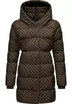 Стеганое пальто Ragwear "Niara Print", женское зимнее пальто в клетчатом виде, коричневый