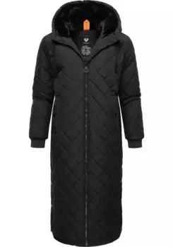 Стеганое пальто Ragwear "Ниран", стильная стеганая зимняя парка с капюшоном на подкладке, черный