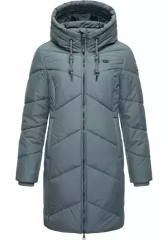 Стеганое пальто Ragwear "Novista", стильное зимнее пальто с зигзагообразным узором и большим капюшоном, серый