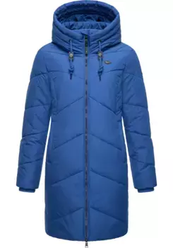 Стеганое пальто Ragwear "Novista", стильное зимнее пальто с зигзагообразным узором и большим капюшоном, синий