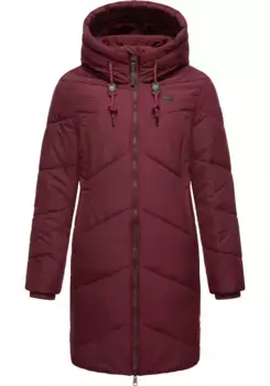 Стеганое пальто Ragwear "Novista", стильное зимнее пальто с зигзагообразным узором и большим капюшоном, красный