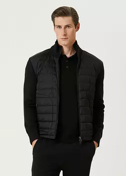 Стеганое пальто с декором Moncler, черный