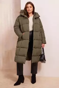 Стеганое пальто с изогнутым капюшоном Friends Like These, зеленый
