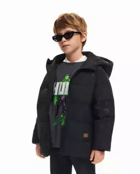 Стеганое пальто с камуфляжным принтом для мальчика Desigual, черный
