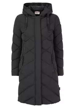 Стеганое пальто с капюшоном Amber & June, черный