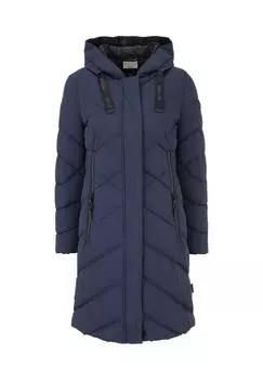 Стеганое пальто с капюшоном AMBER & JUNE, темно-синий