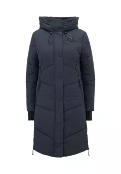 Стеганое пальто с капюшоном AMBER & JUNE, темно-синий