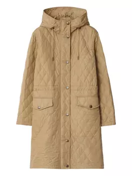 Стеганое пальто с капюшоном Burberry, коричневый