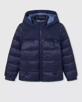 Стеганое пальто с капюшоном для мальчика Pepe Jeans, синий