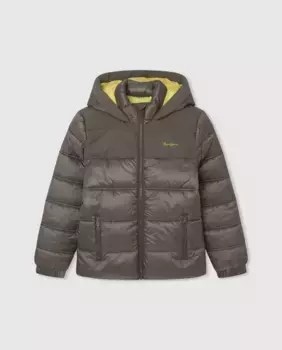 Стеганое пальто с капюшоном для мальчика Pepe Jeans, зеленый