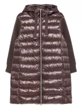 Стеганое пальто с капюшоном Herno, коричневый
