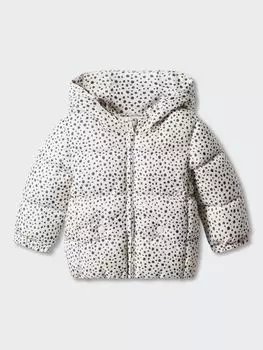 Стеганое пальто с капюшоном и принтом Baby June Mango, светло-бежевый