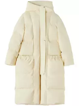 Стеганое пальто с капюшоном JIL SANDER, белый
