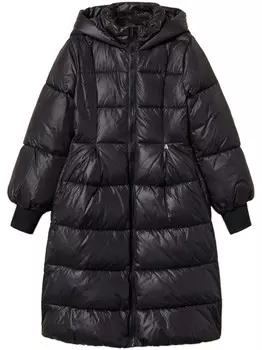 Стеганое пальто с капюшоном TWINSET, черный