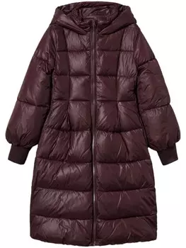 Стеганое пальто с капюшоном TWINSET, фиолетовый