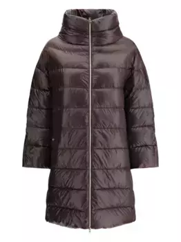Стеганое пальто с высоким воротником Herno, коричневый