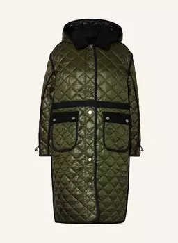 Стеганое пальто со съемным капюшоном maje, хаки