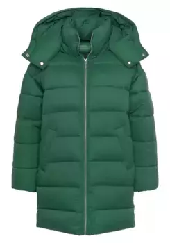 Стеганое пальто United Colors of Benetton со съемным капюшоном, зеленый
