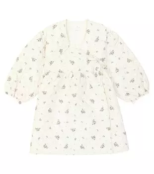 Стеганое платье с цветочным принтом C'Era Una Volta, белый