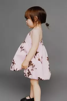 Стеганое платье с цветочным рисунком ZARA, цвет chalk pink