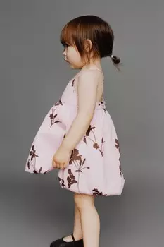 Стеганое платье с цветочным рисунком ZARA, цвет chalk pink
