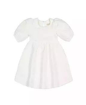 Стеганое платье с пышными рукавами для маленьких девочек Hope & Henry, белый