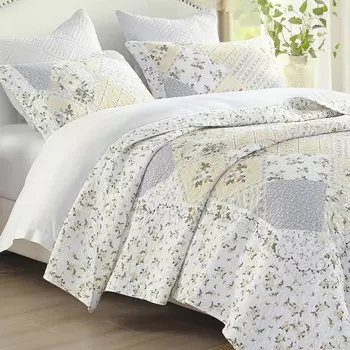 Стеганое покрывало PANGUSHAN 120 x 120 дюймов, белый/серый