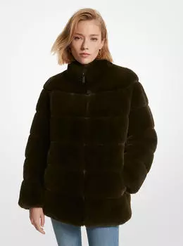 Стеганое полупальто из искусственного меха MICHAEL Michael Kors, темно-зеленый